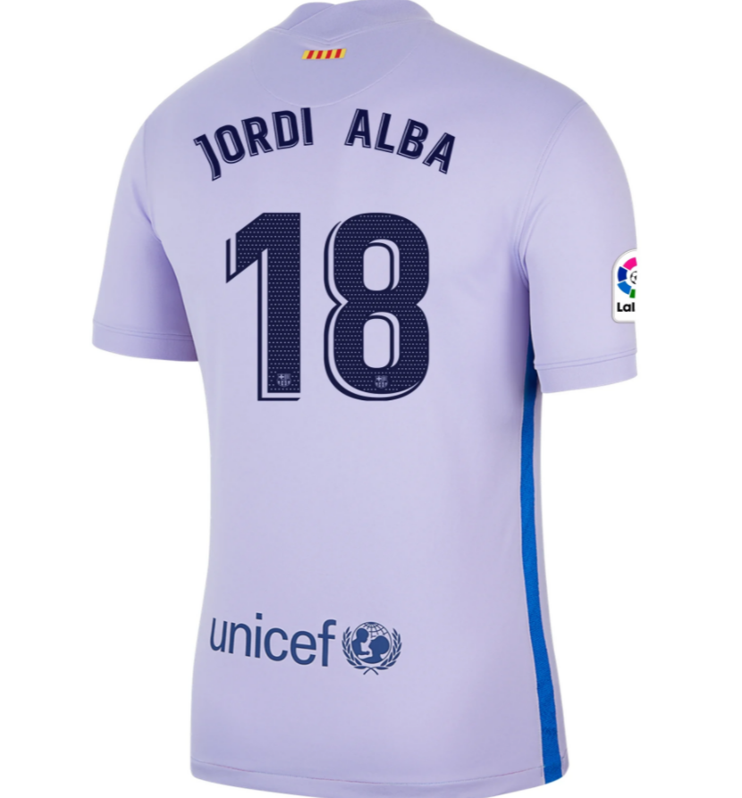 2021/22 Barcelona Away Kit Soccer Jersey with JORDI ALBA 18 printing